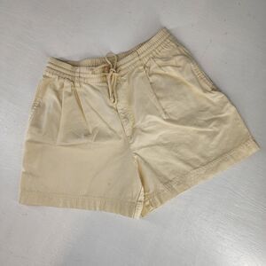 Yellow Pleated‎ Cotton Shorts Coastal Gorp Granola High Waist | Eddie Bauer 10P